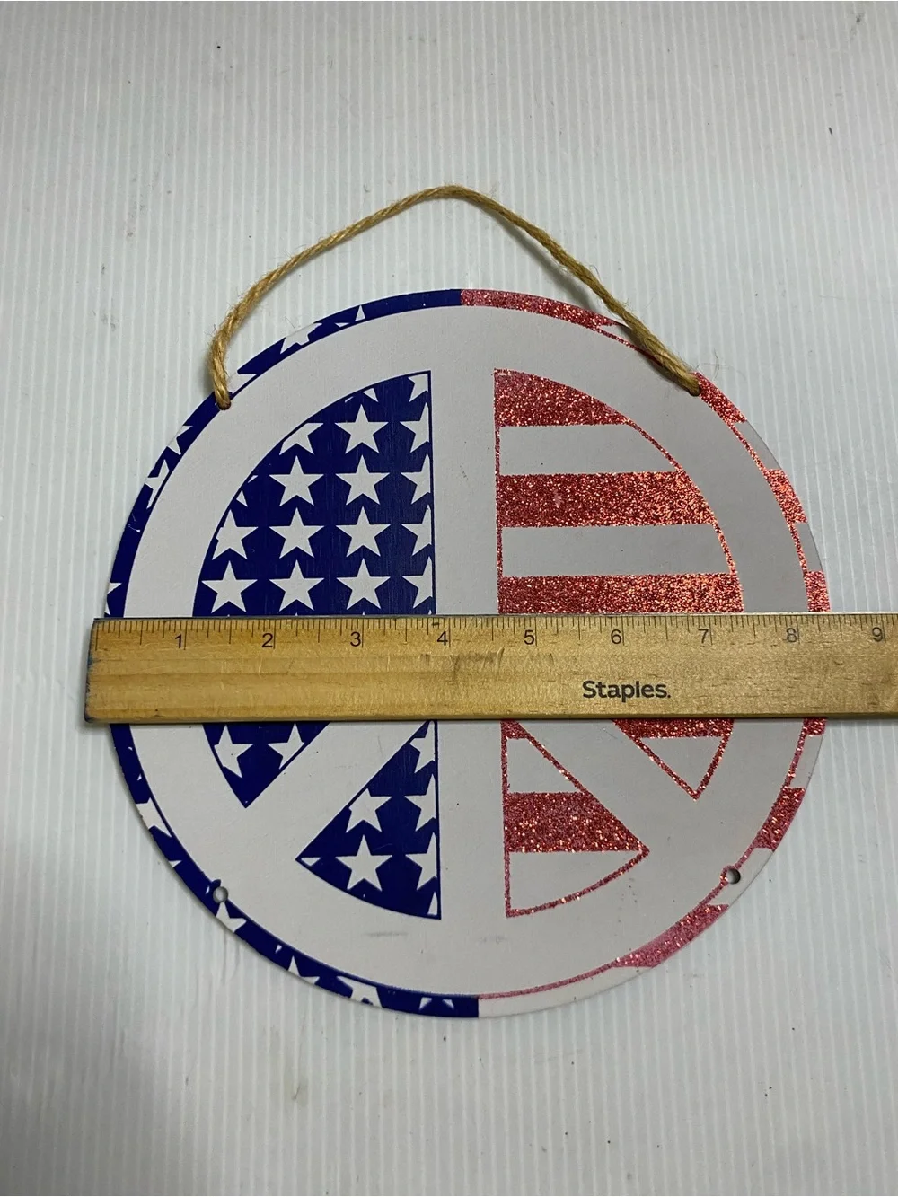 Patriotic Peace Sign Hanging Ornament - Red & Blue